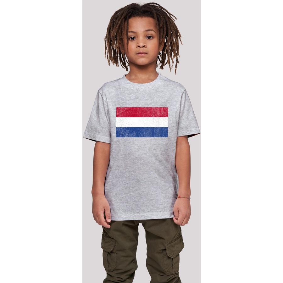 F4NT4STIC T-Shirt Netherlands NIederlande Holland Flagge distressed heather grey