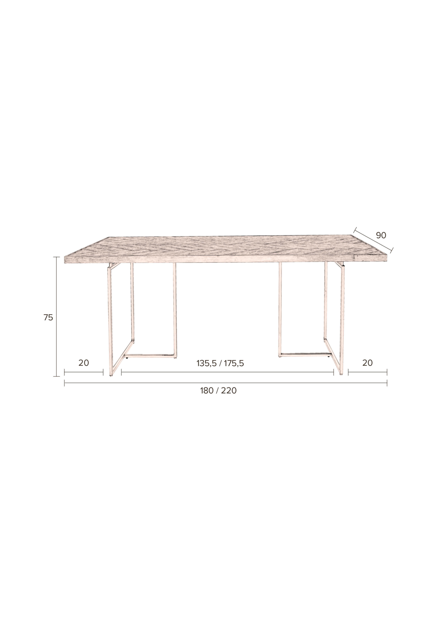 Eettafel Class bruin 180 x 90 cm