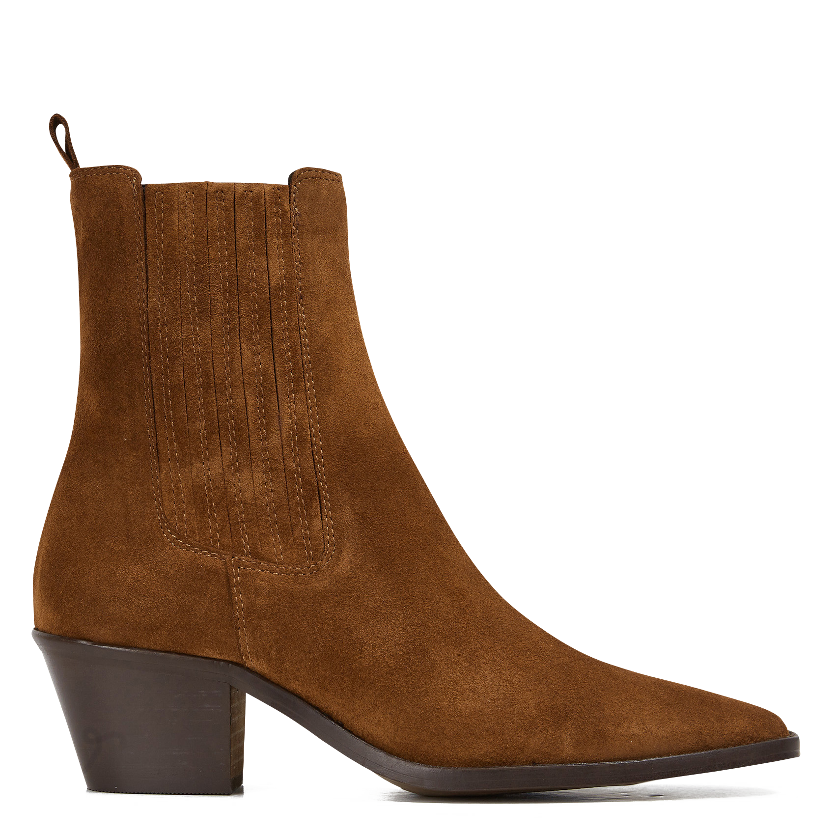 BIRMAN - Bottines western talons mi-hauts en cuir velours | Marron