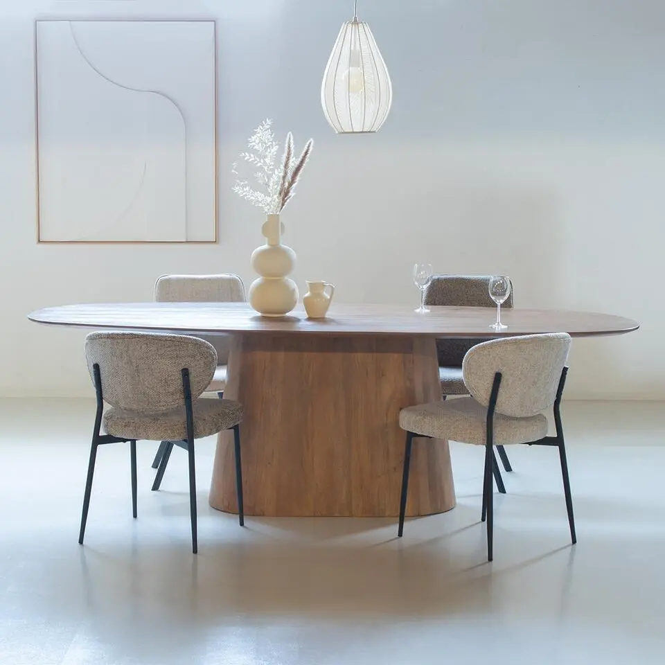 Eettafel Deens Ovaal - Bruin Mangohout - 180x100x76cm - Stijn
