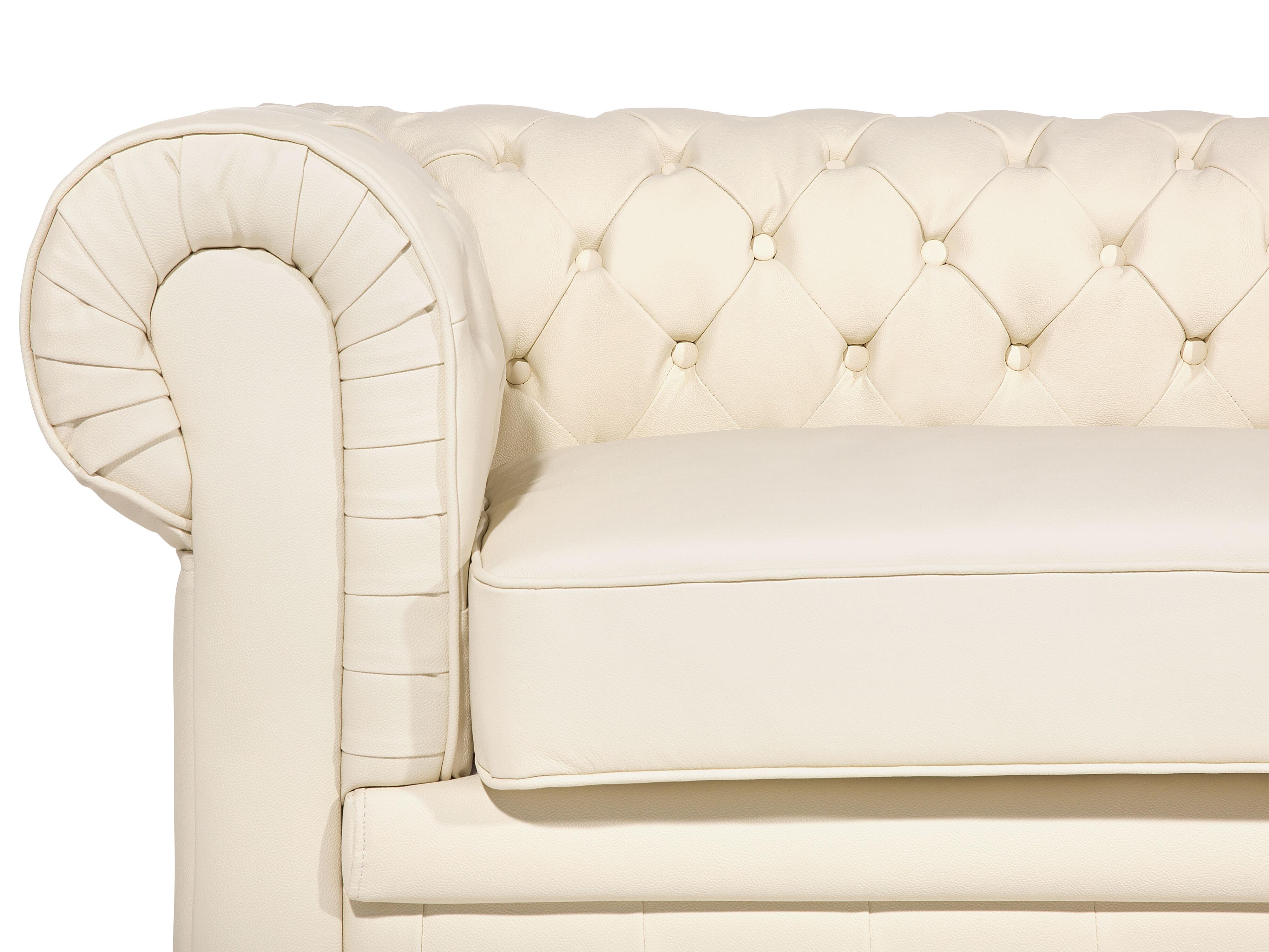 Bank 3-zits CHESTERFIELD Leer Lichtbeige