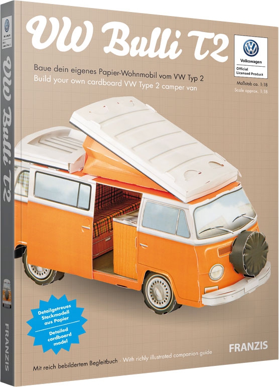 Franzis VW Bulli T2 Papier-Wohnmobil im Maßstab 1:18 inkl. Begleitbuch