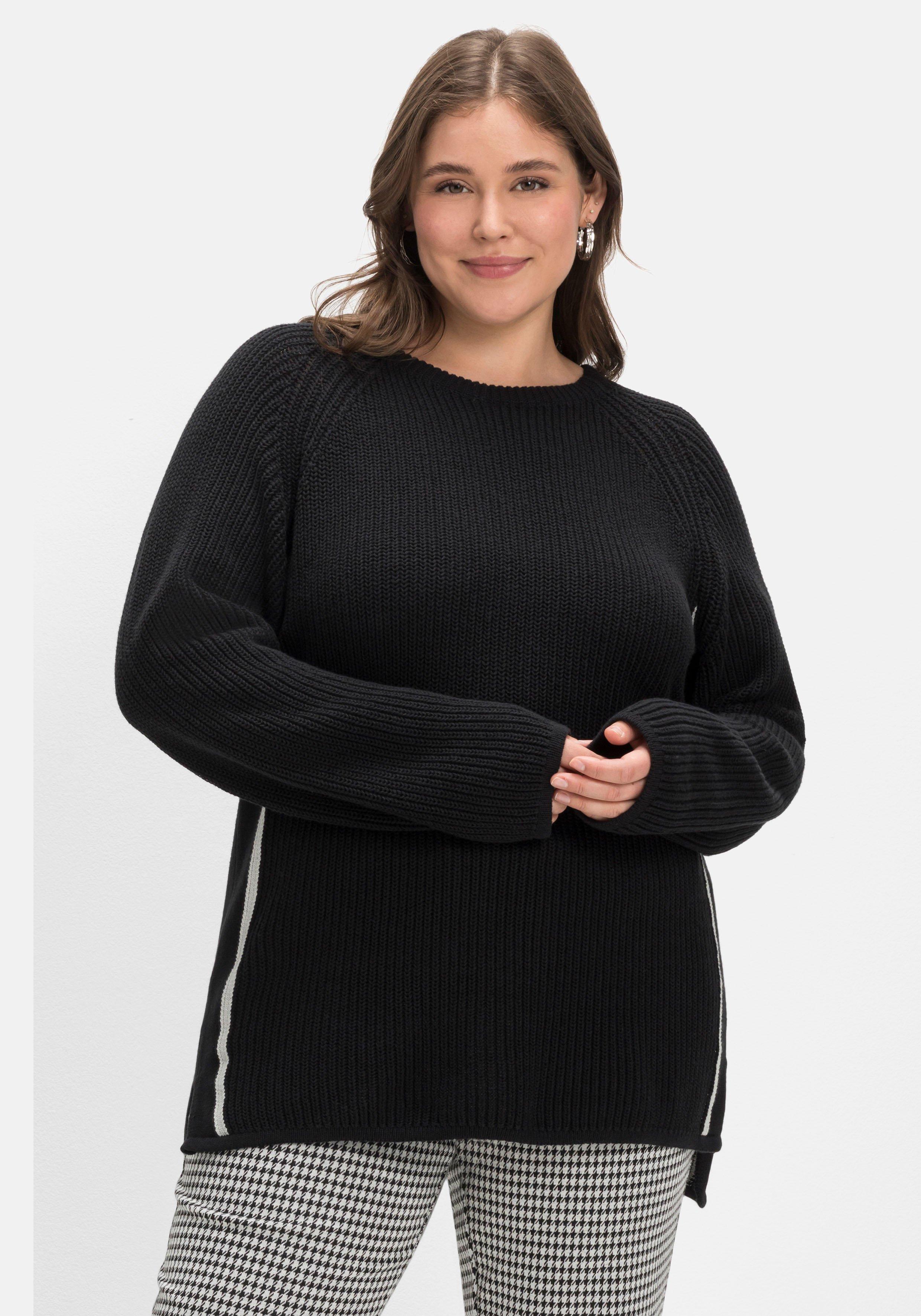 Pullover mit seitlichen Kontrastreifen
