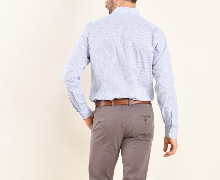 Chemise coton blanche imprimée poissons bleus - SIMION