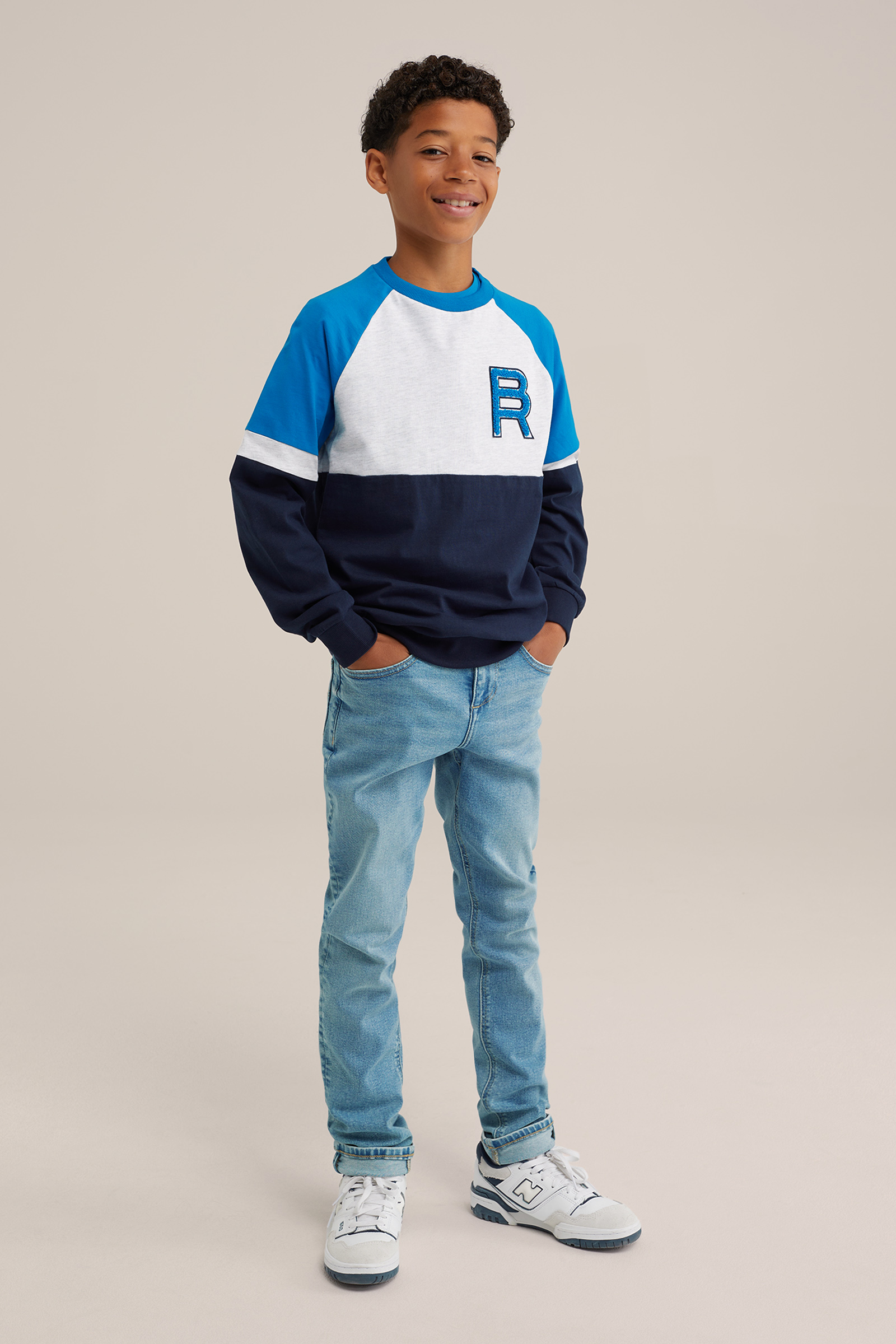 Jongens T-shirt met colourblock Blue Ridge Blauw