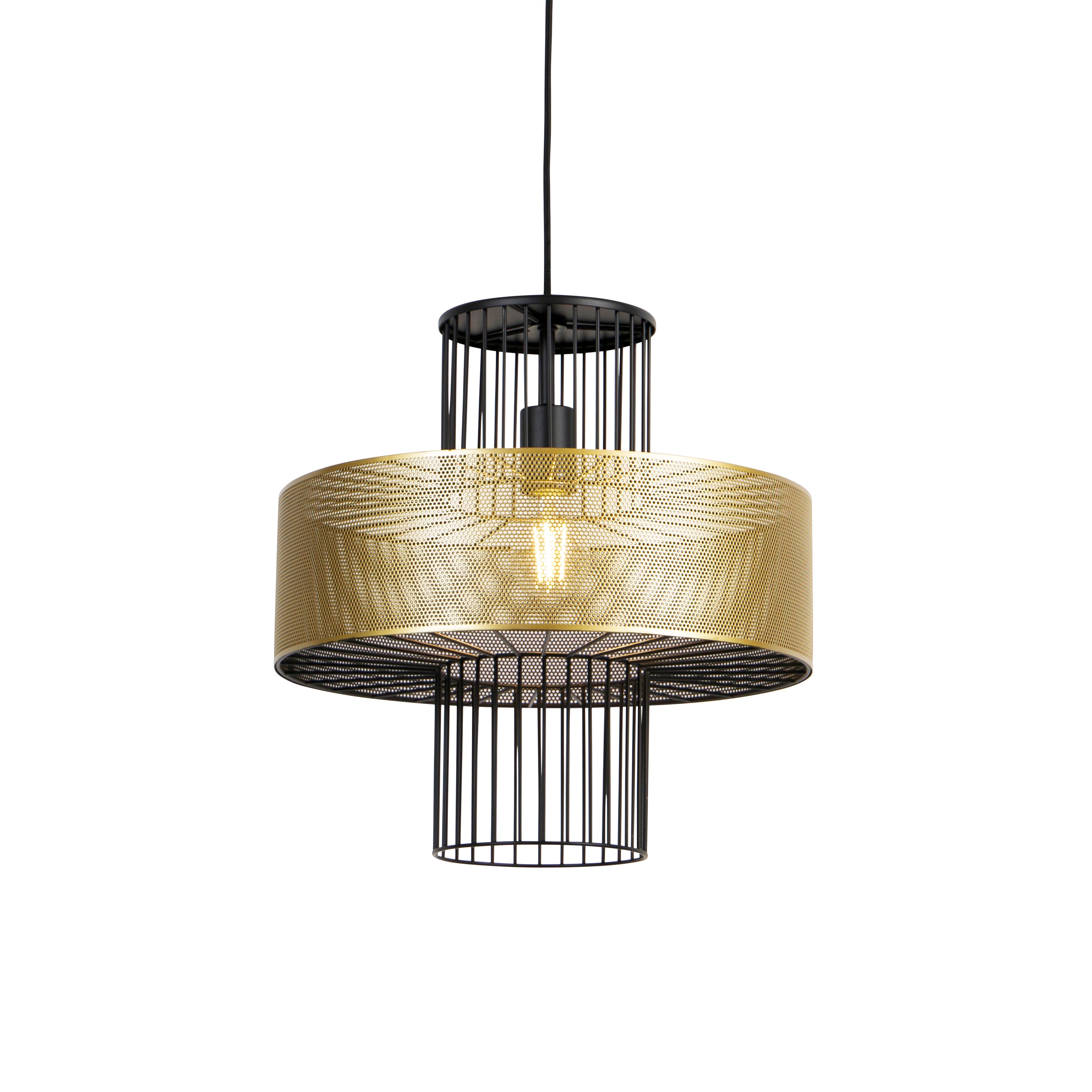 Design hanglamp goud met zwart 40 cm - Tess