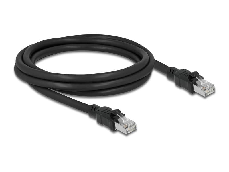 Delock Patchkabel Cat 6A, F/UTP, 2 m, Schwarz Delock Netzwerkkabel RJ45 Cat.6A F/UTP mit innerem Metallmantel 2 m