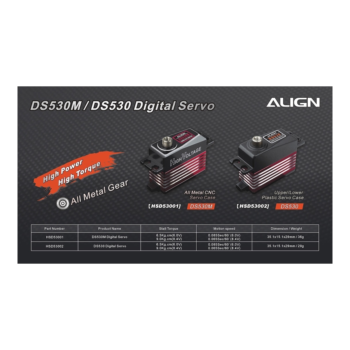 Align DS530M HV Digital Servo - 9.0kg - 29gram