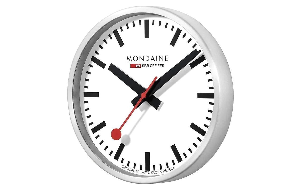 LE Mondaine Wanduhr Quartz D40 cm Silber - Silber, Weiss