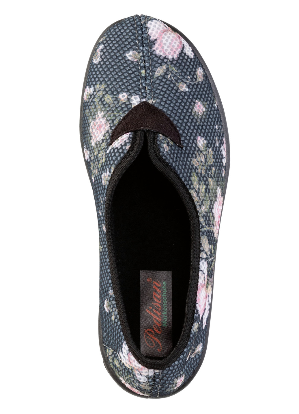 Hausschuh aus weichem, floral bedrucktem Meshmaterial