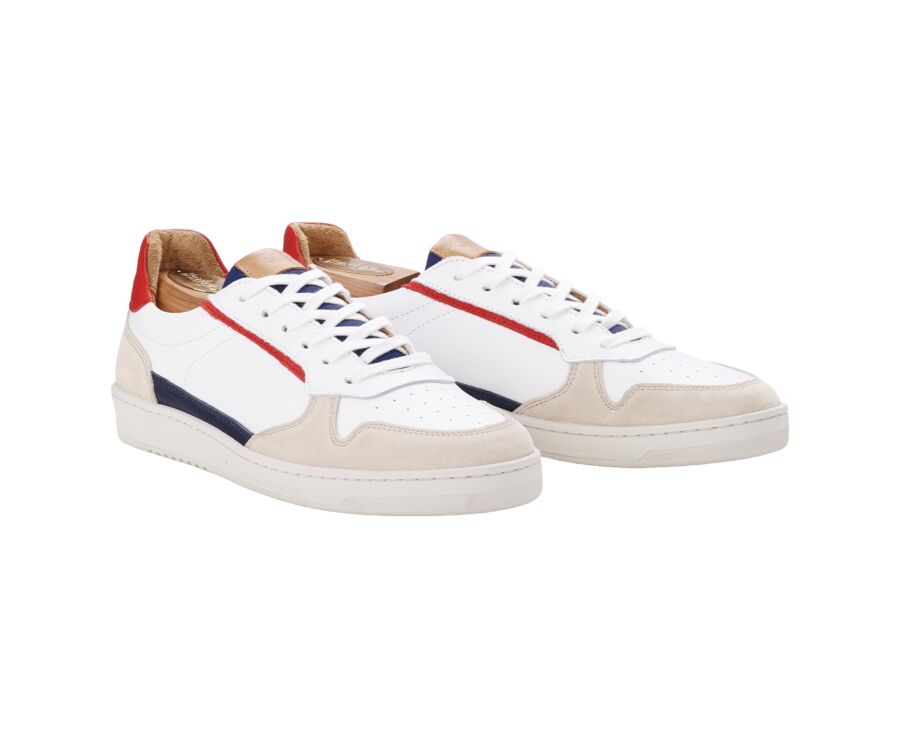 Sneakers cuir homme Bleu Blanc et Rouge - KOLORA