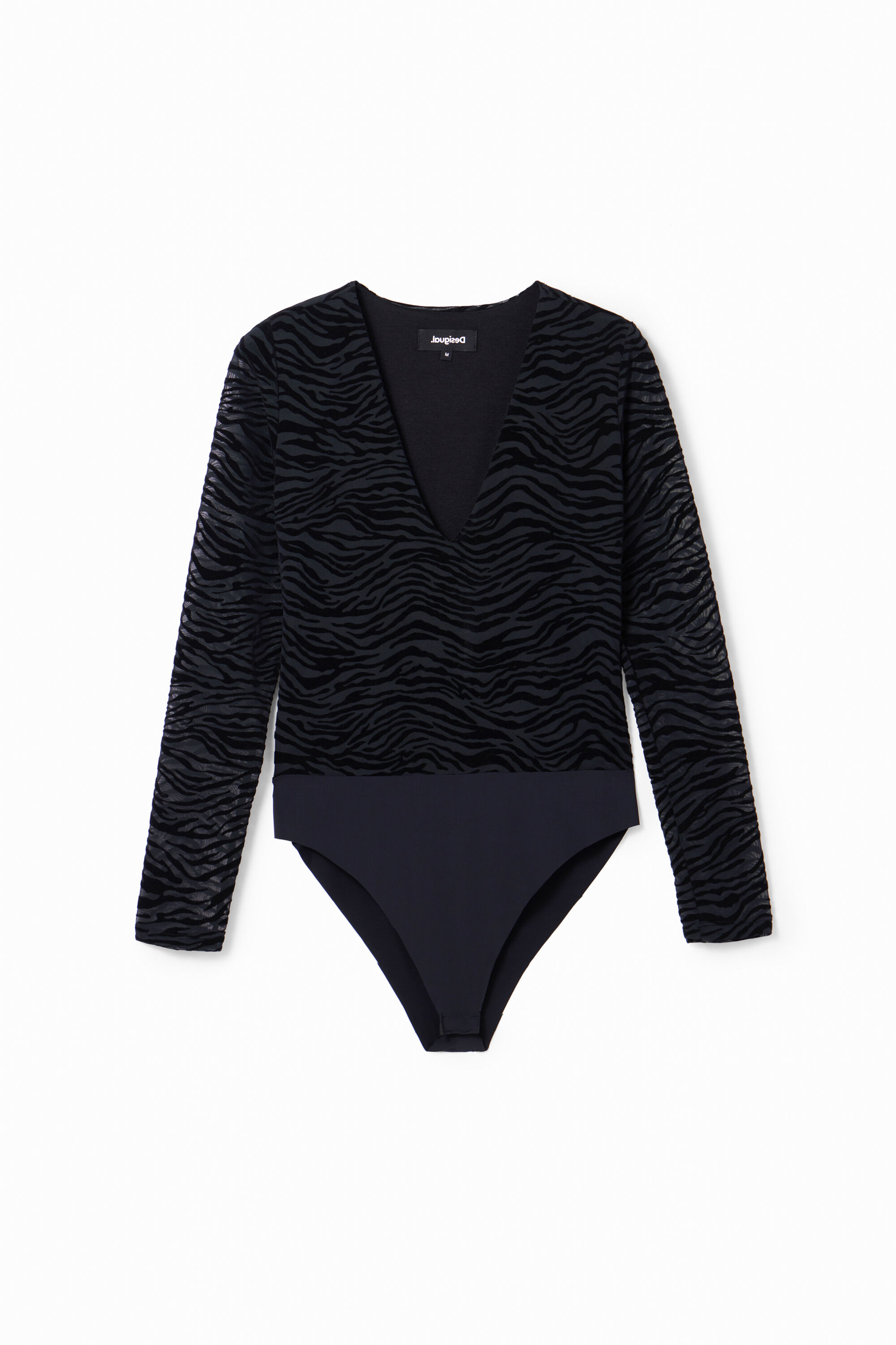 Body de veludo com estampa de zebra