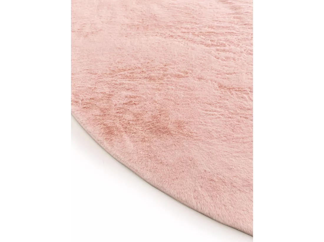 Tapis en fausse fourrure Furry Rose ø 80 cm rond