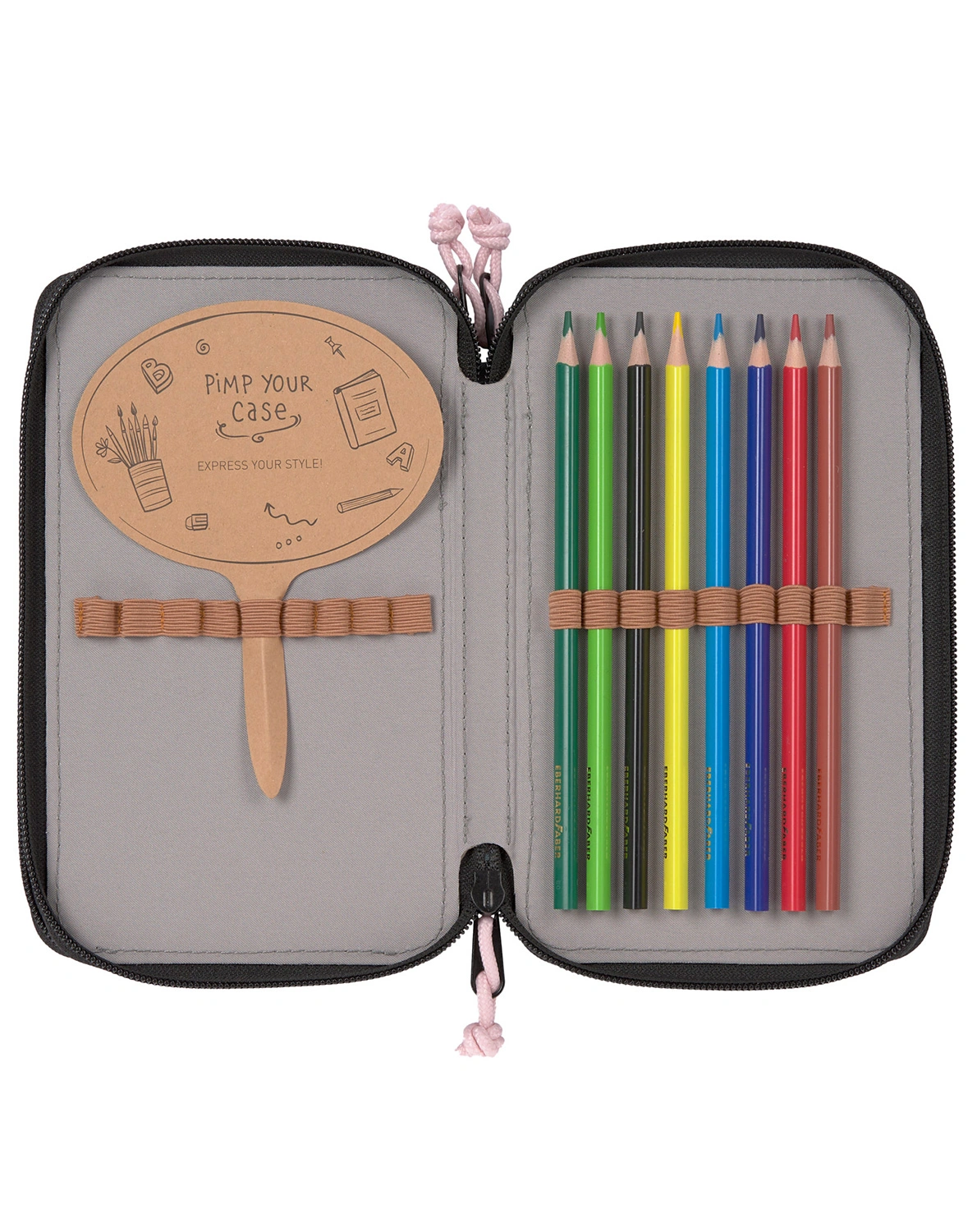 Federtasche TRIPLE UNIQUE mit Inhalt in rose/blue/black
