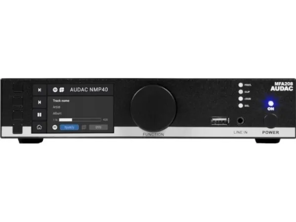 AUDAC MFA208, 2.0 kanaler, D, 0,05%, 90 dB, 4, 8, 16 ohm (O), 40 W