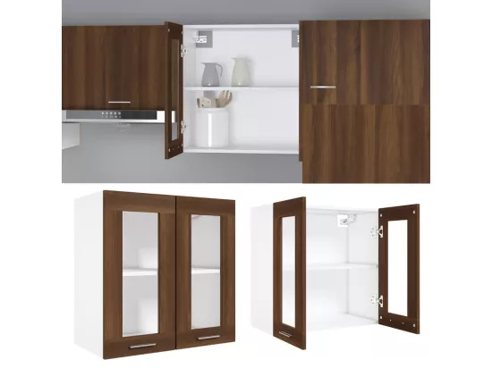 Armoire en verre suspendue Chêne marron Bois d'ingénierie