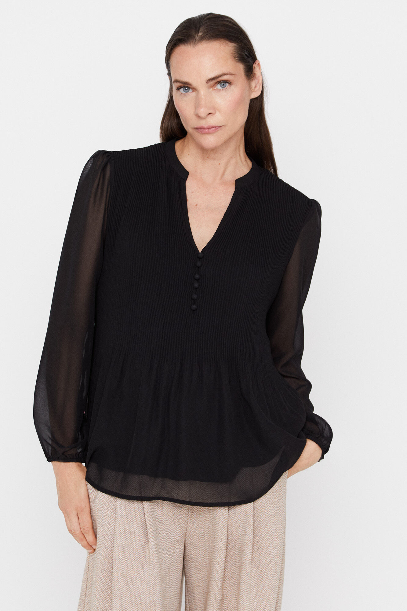 Blusa plissada - Preta