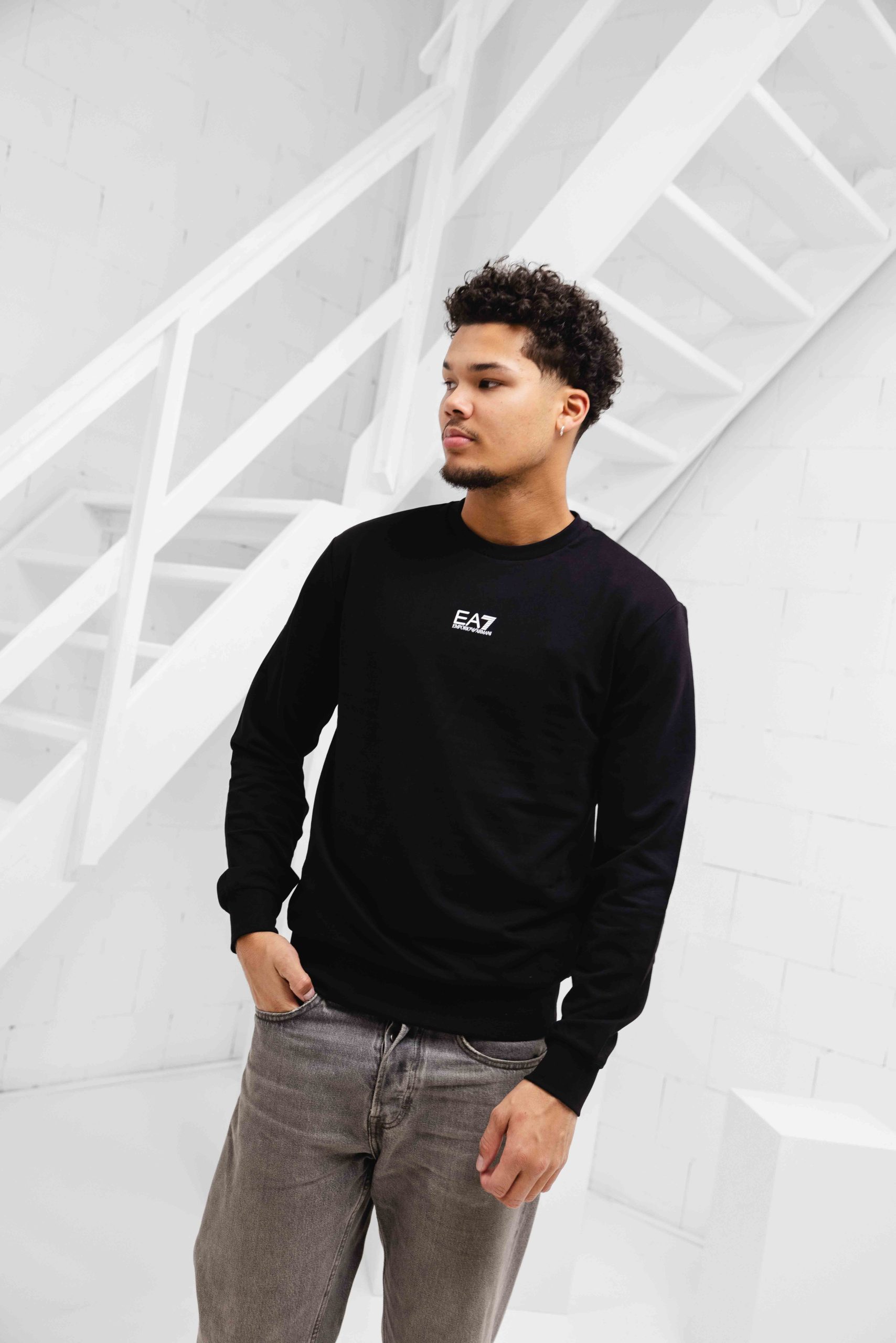EA7 Emporio Armani 8NPM30 Sweater Heren Zwart/Wit