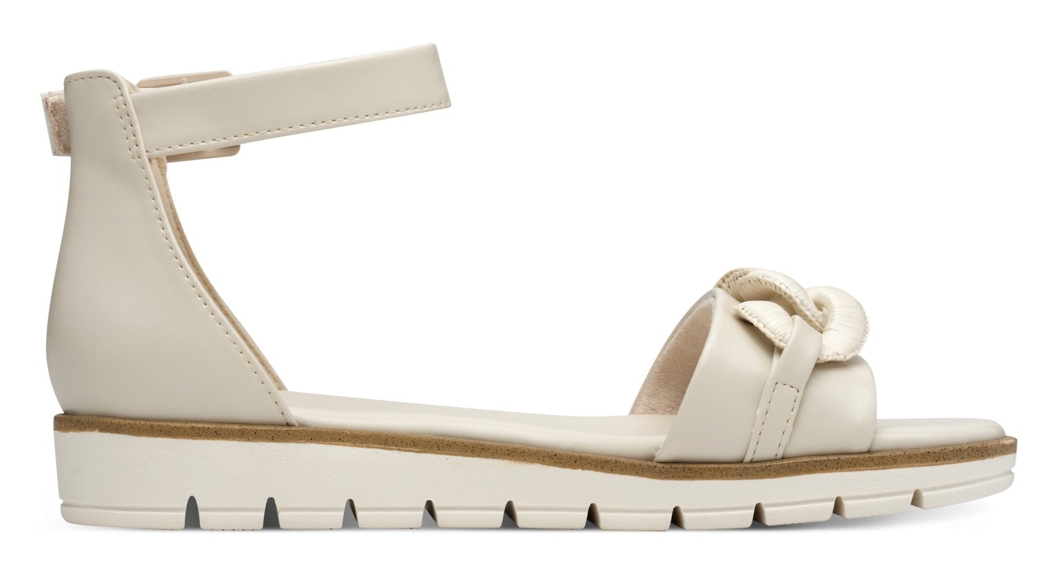 MARCO TOZZI Riemchensandale  , Keilabsatz, Sommerschuh, Sandalette, mit Zierkette Ton in Ton