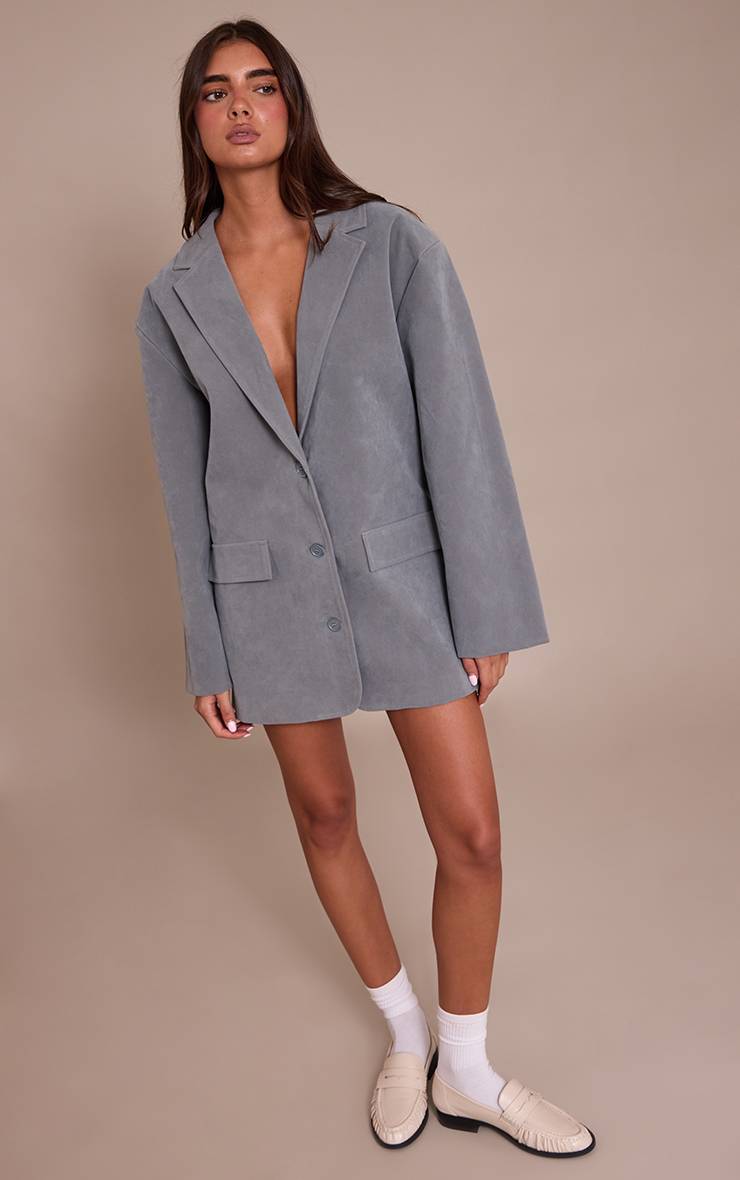 Bleu Poudré Robe Blazer Structurée En Synthétique