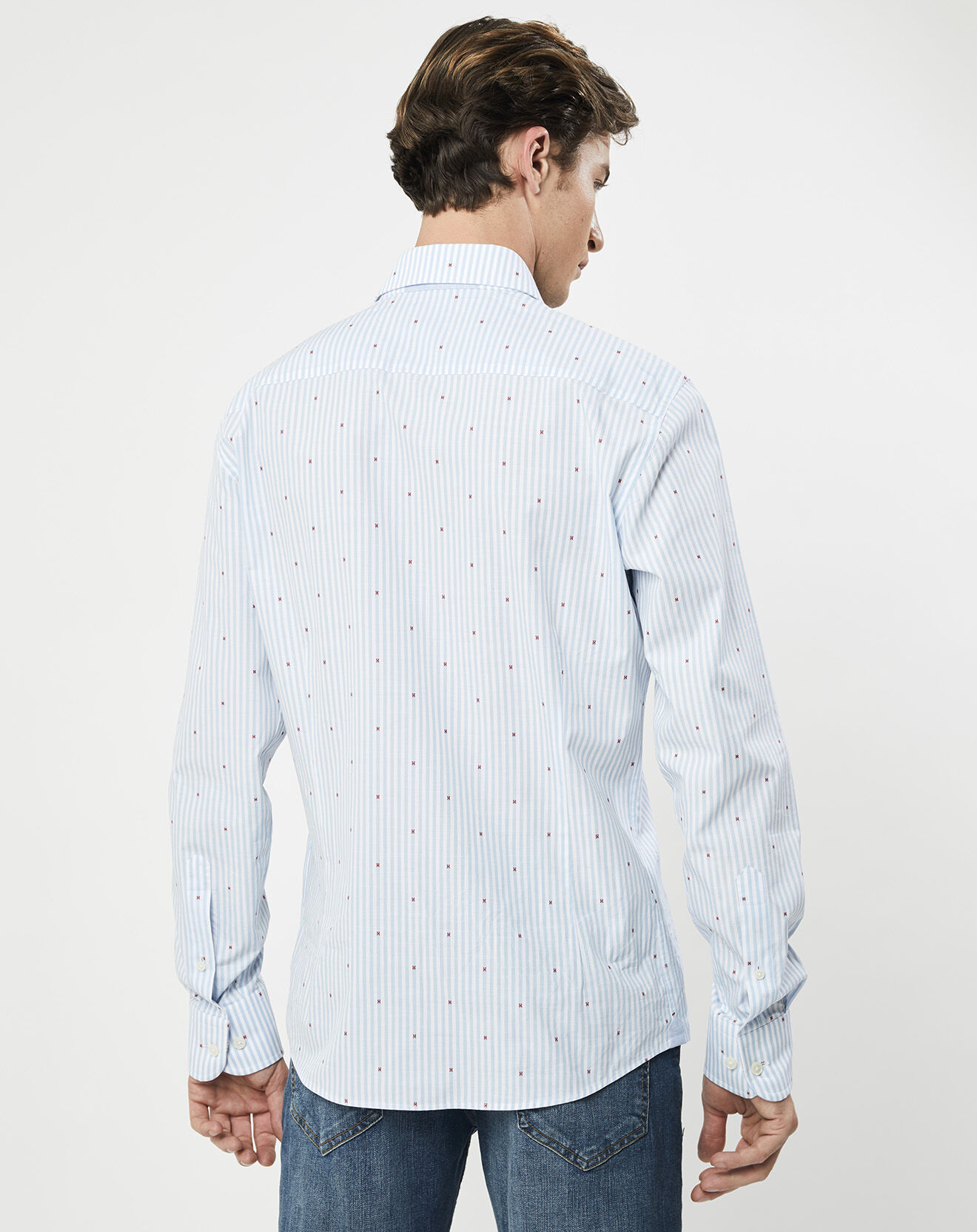 Hackett London Chemise Slim Fit à rayures & points bleu clair