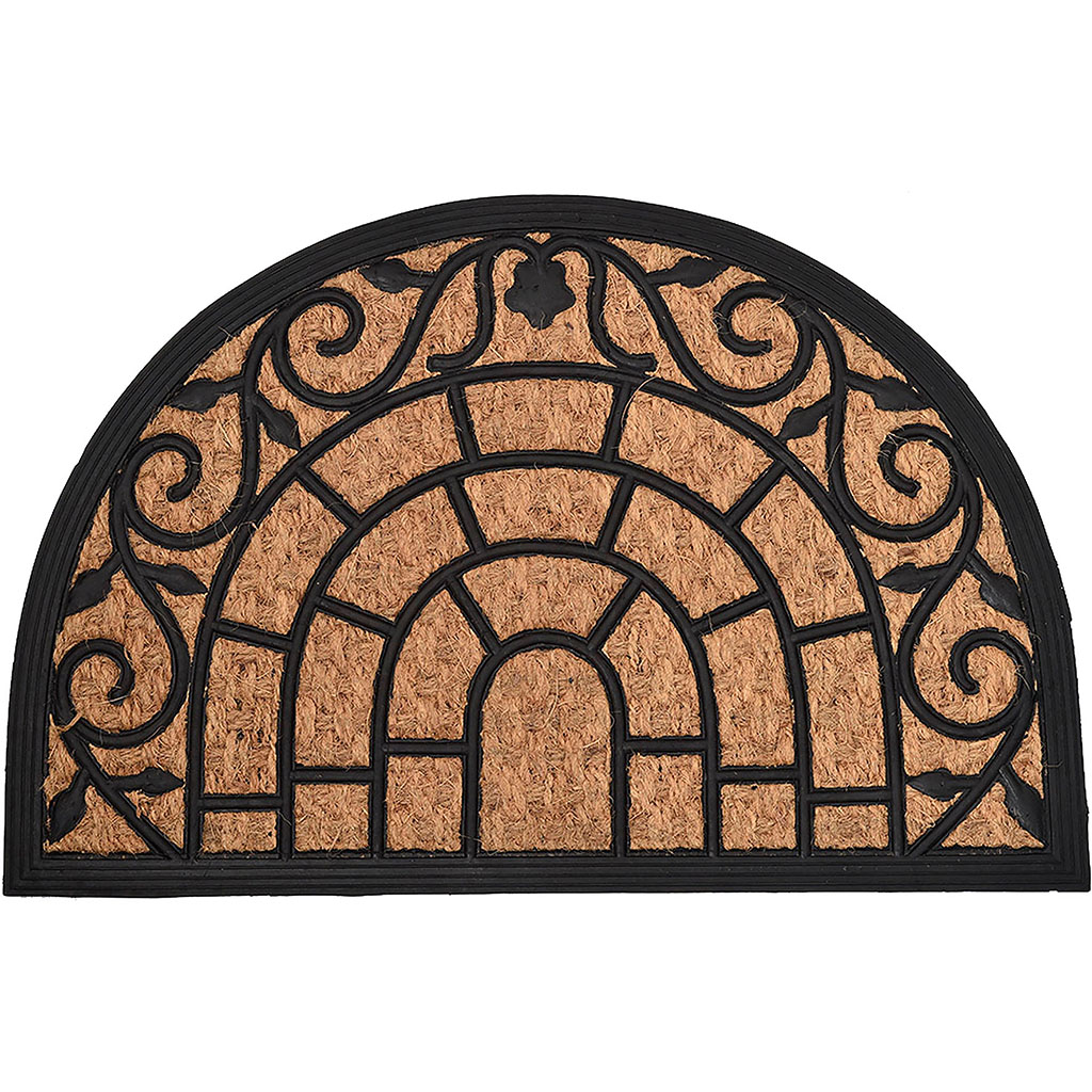 Tapis d'entrée demi-lune coco naturel et noir  40x60cm
