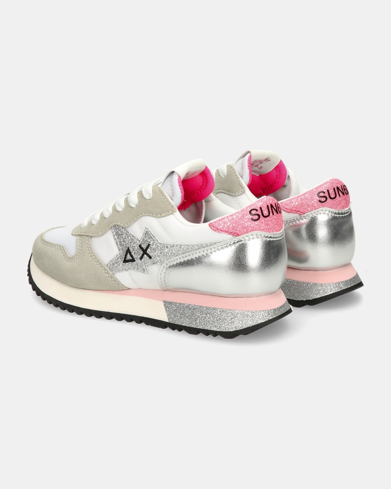 Sun 68 Star girl Glitter Lage sneakers  - wit