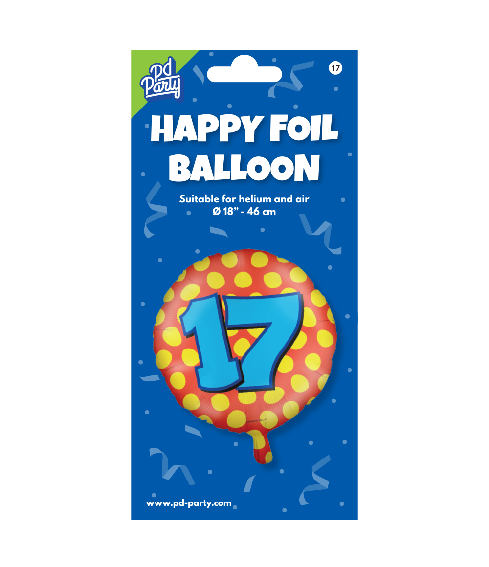 Helium Ballon 17 Jaar Gekleurd Leeg 46cm