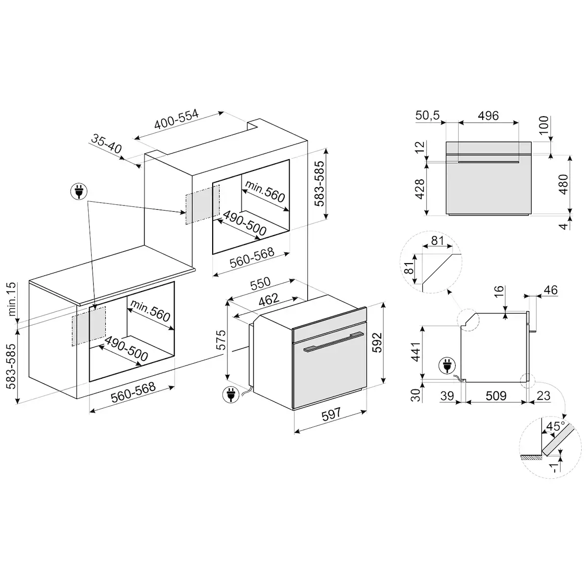 Smeg stekeovn SOP6102TB3 innebygd