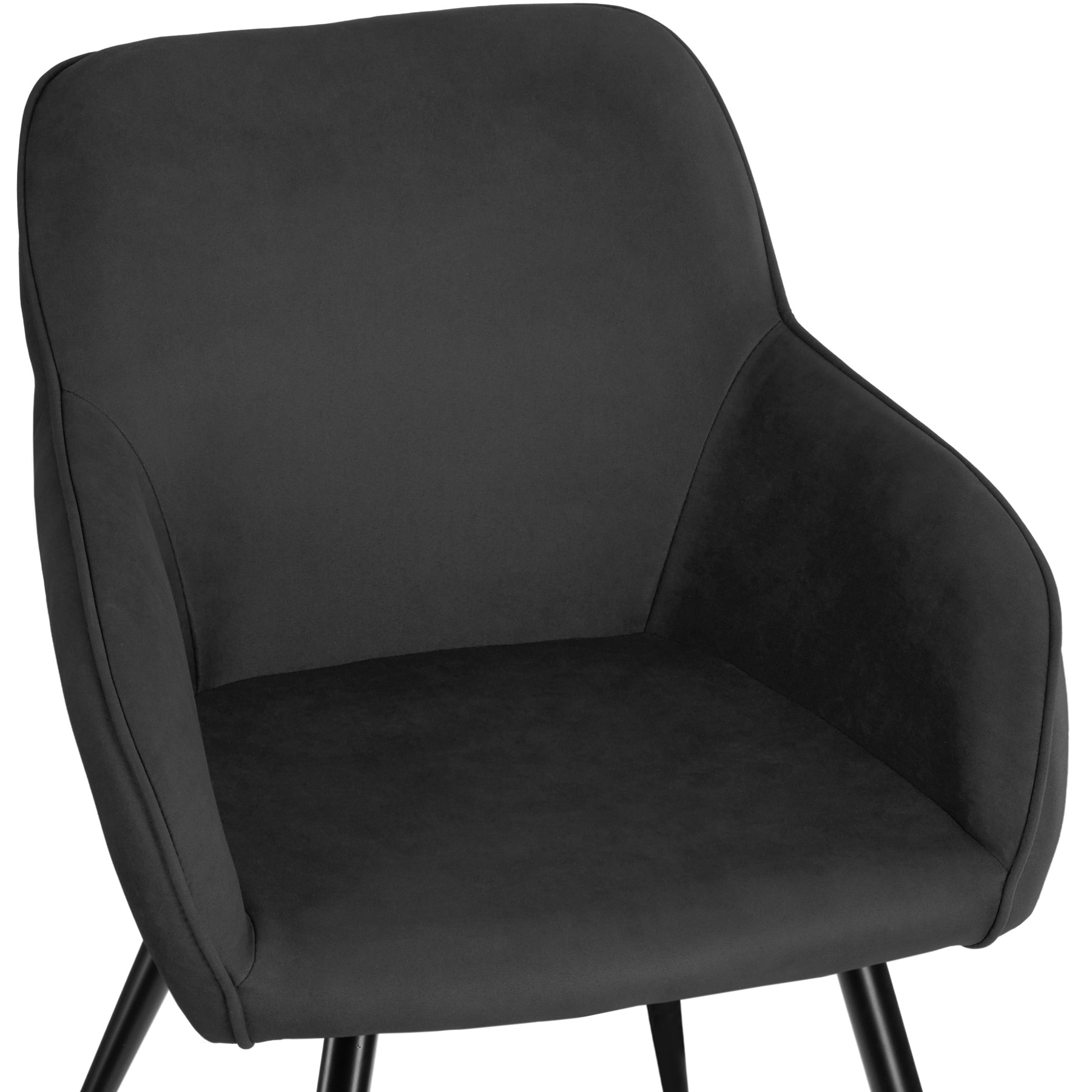 tectake® 2er Set Esszimmerstuhl, gepolstert mit Stoffbezug, schwarze Stahlbeine, 58 x 62 x 82 cm