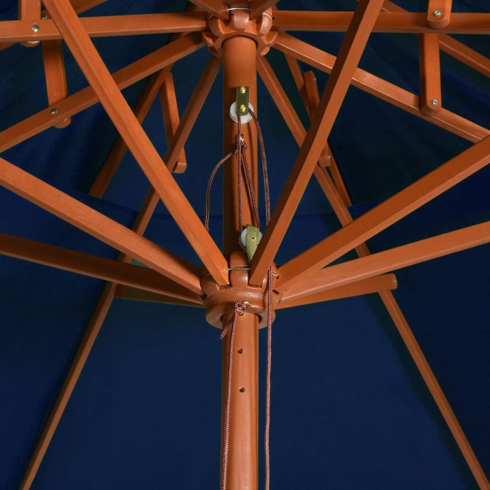 Parasol d'extérieur double avec mât en bois 270 cm bleu