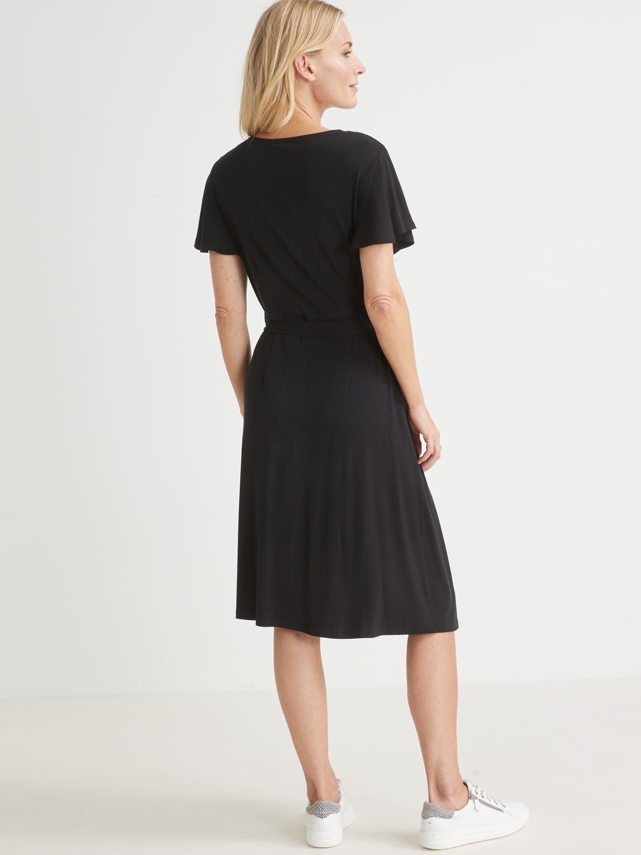 Robe maille extensible faux portefeuille