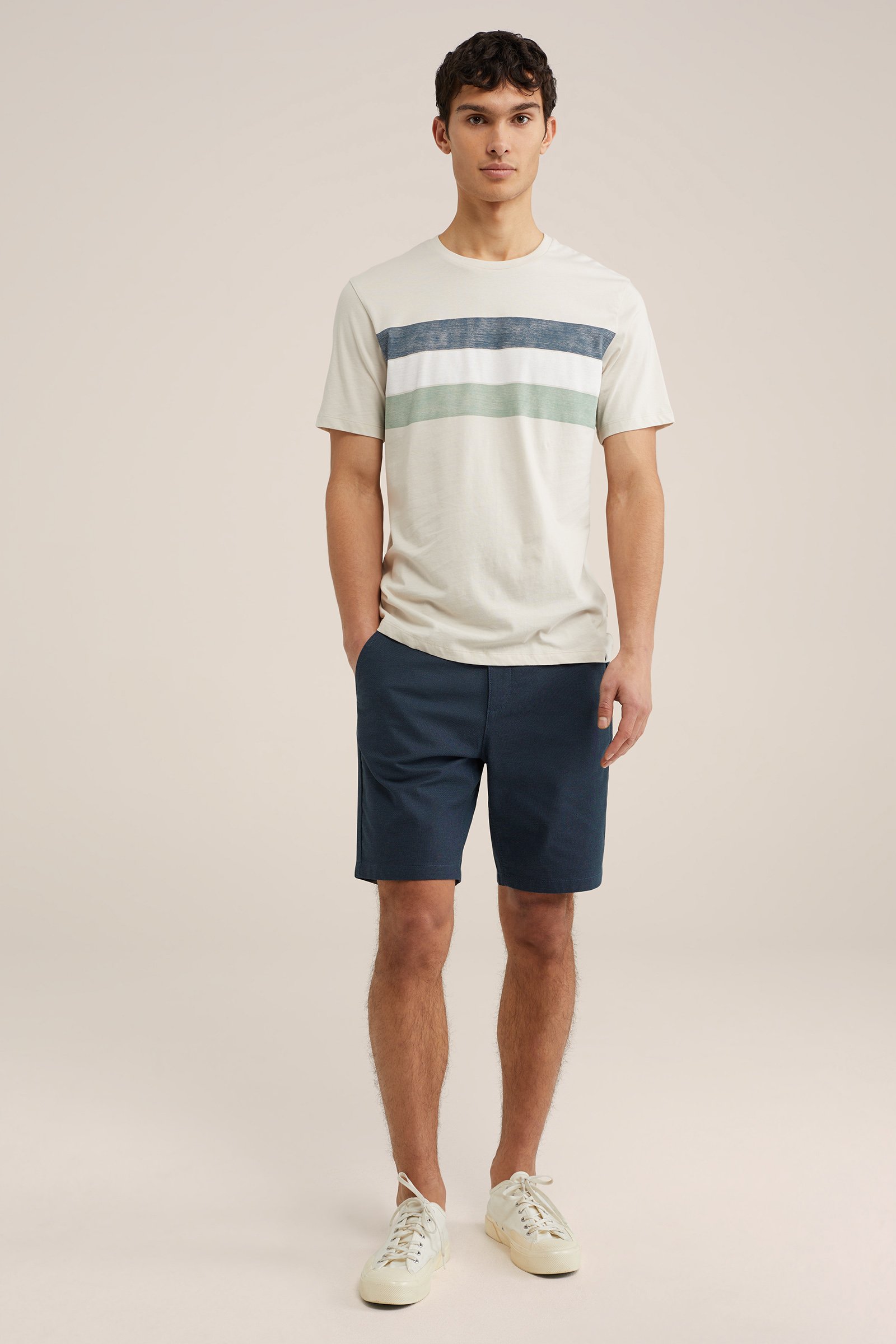 regular fit short met jacqaurd dessin WE Fashion Donkerblauw