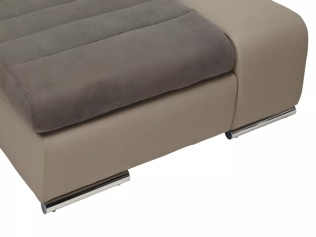 Canapé d'angle convertible en tissu et simili MIRABEAU - Taupe - Angle droit