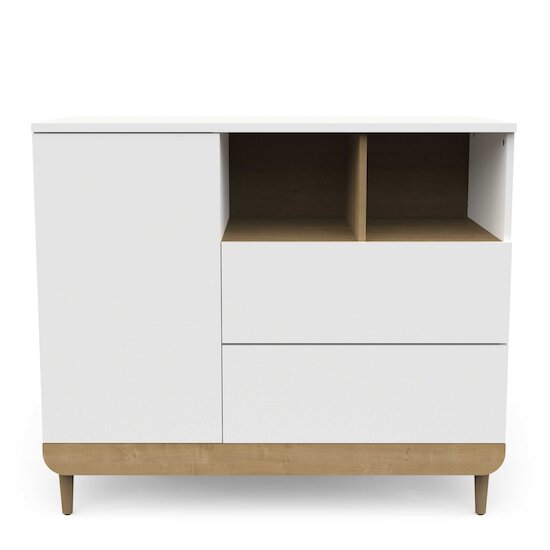 Scandinave Commode 1 porte + 2 tiroirs   Blanc        de               CBA Meubles