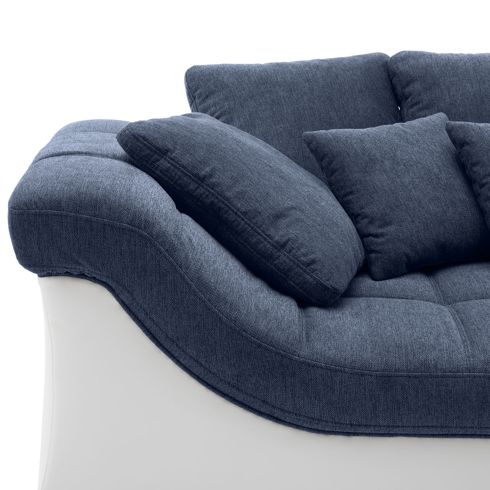 Ecksofa - blau-weiß - beidseitig montierbar