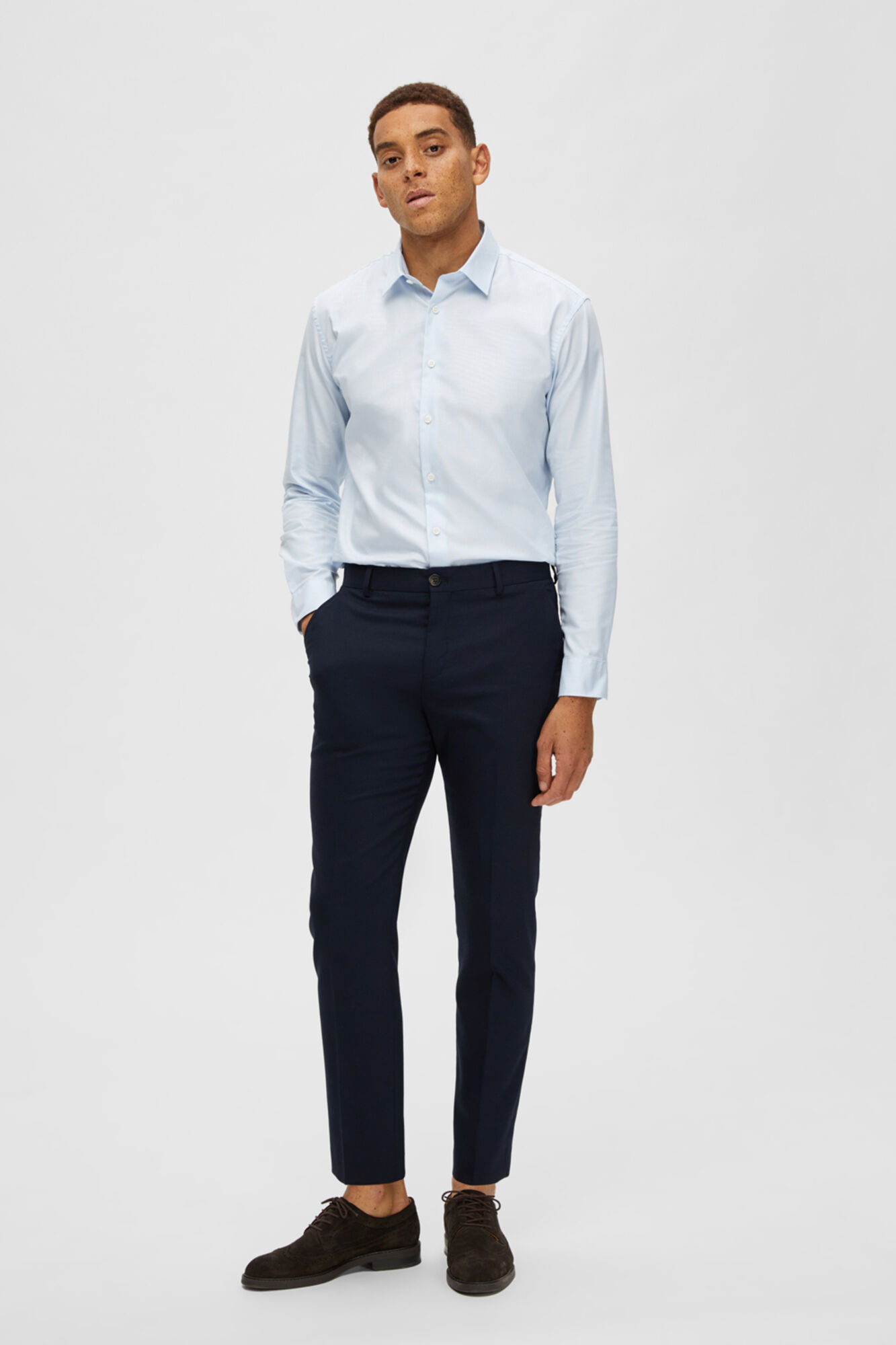 Terno masculino slim fit de duas peças - Azul marinho