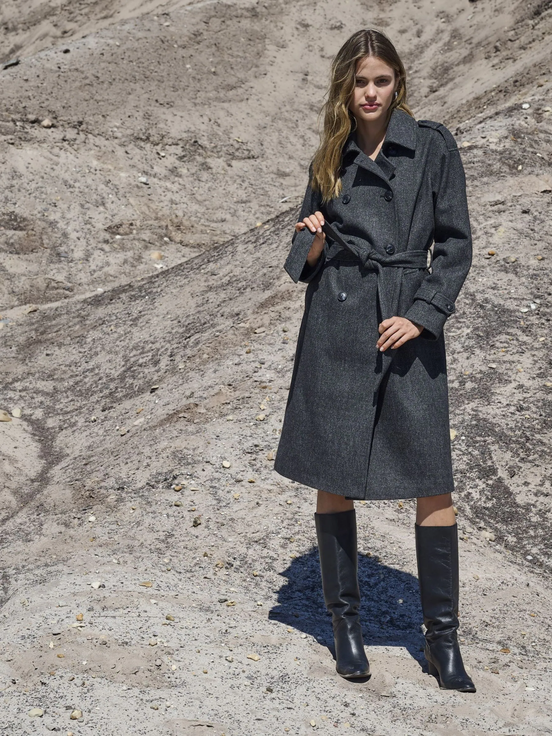 ONLY Herringbone Winter Trench Coat