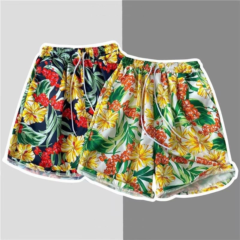 Acrius - Shorts met trekkoord in de taille en tropische print