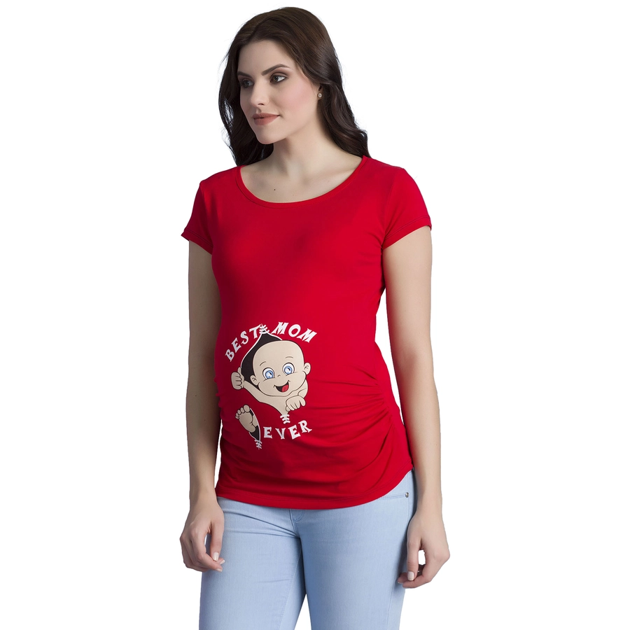 M.M.C. Umstandsshirt Best Mom Ever mit Motiv Rot