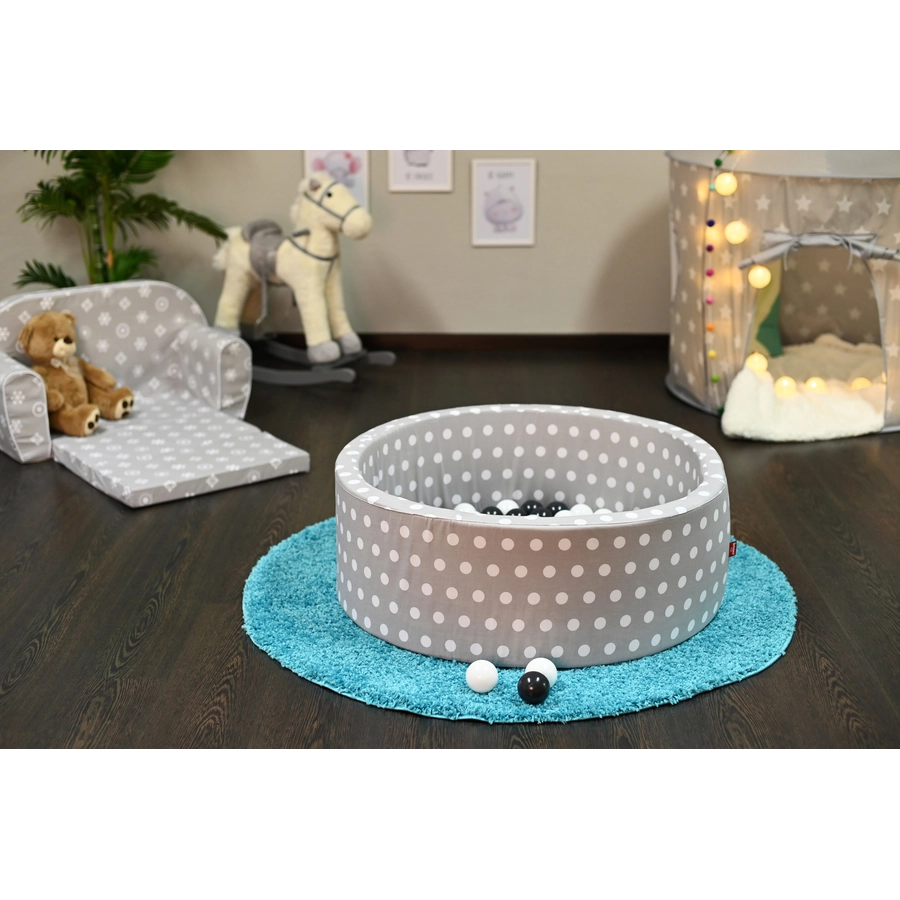 knorr toys® Bällebad soft - Grey white dots - 100 balls greycreme grau