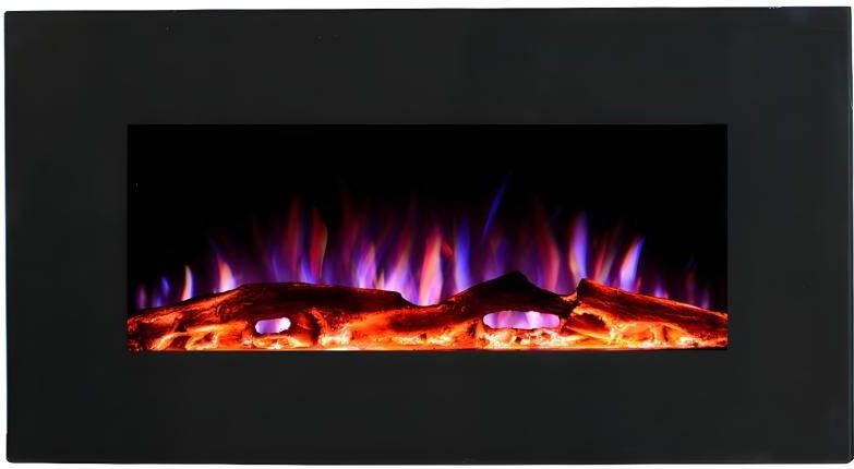 Vente-unique - CHANDELA - Elektrische Sfeerhaard - Zwart - L84 x D14 x H45 cm