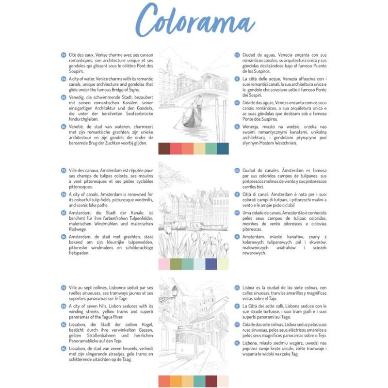 ODELIA, Bloc de coloriage multi-techniques de 20 feuilles A4 250g, Les villes