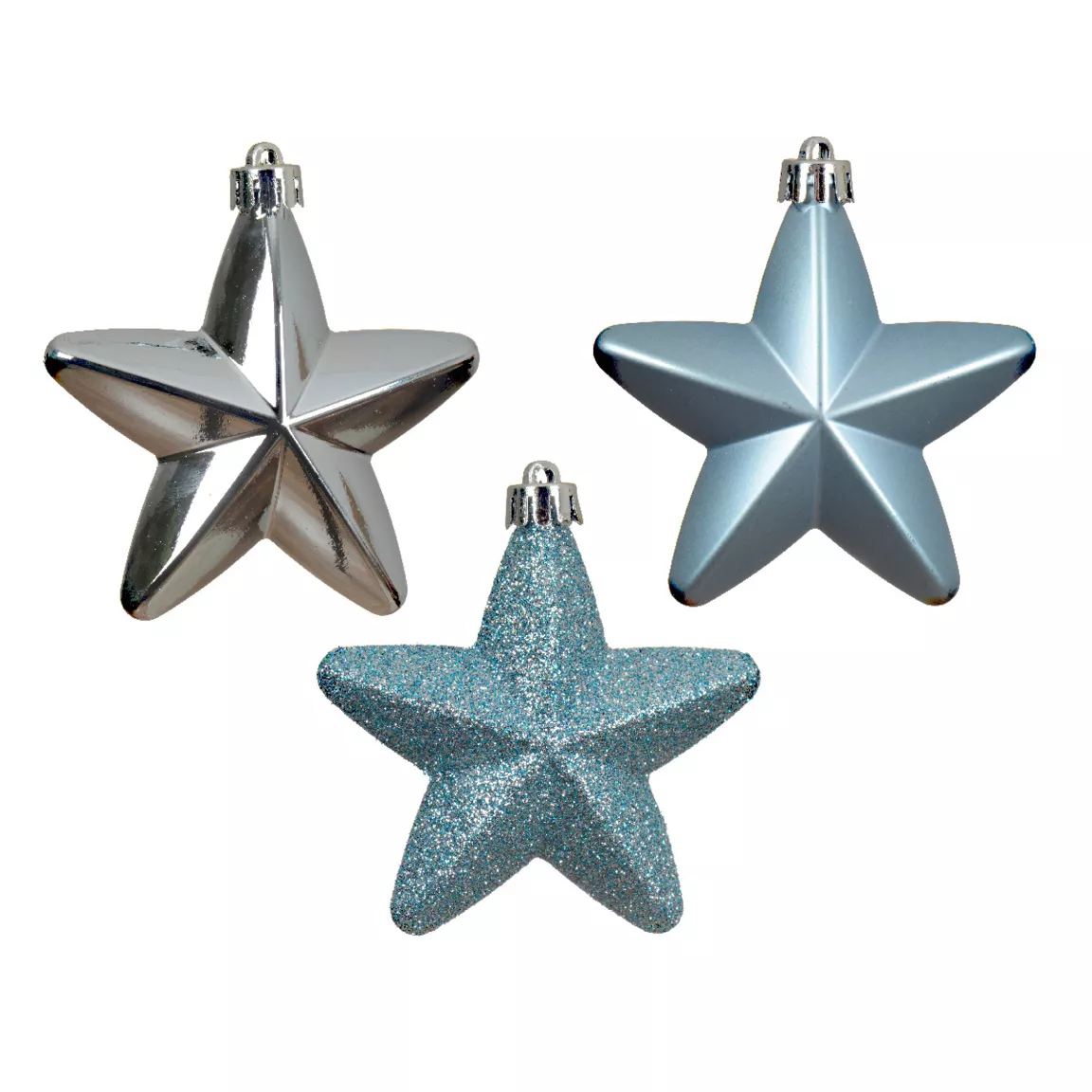 Lot de 6 étoiles de Noël à suspendre (H7 cm) Alpine Bleu glacé