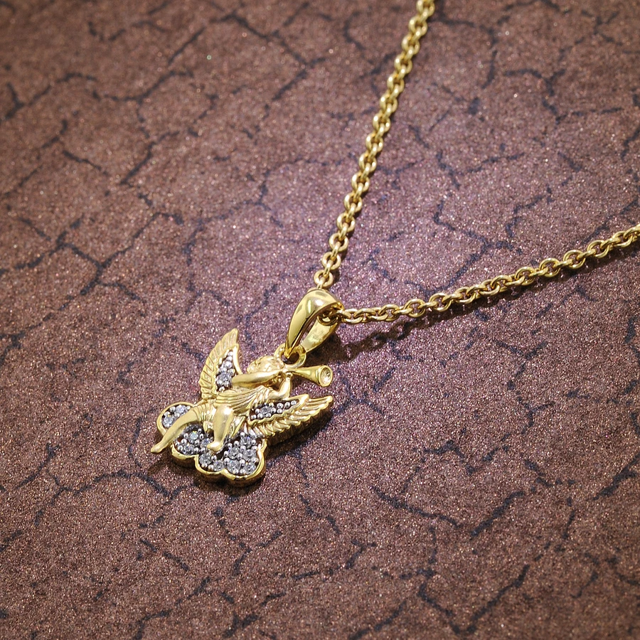 trendor Anhänger Engel 333  8K Gold + vergoldete Silberkette für Kinder gold
