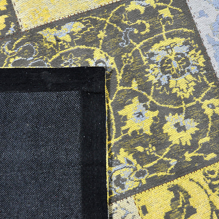 Patchwork vloerkleed - Delany Grijs/Geel | Kunstzinnig