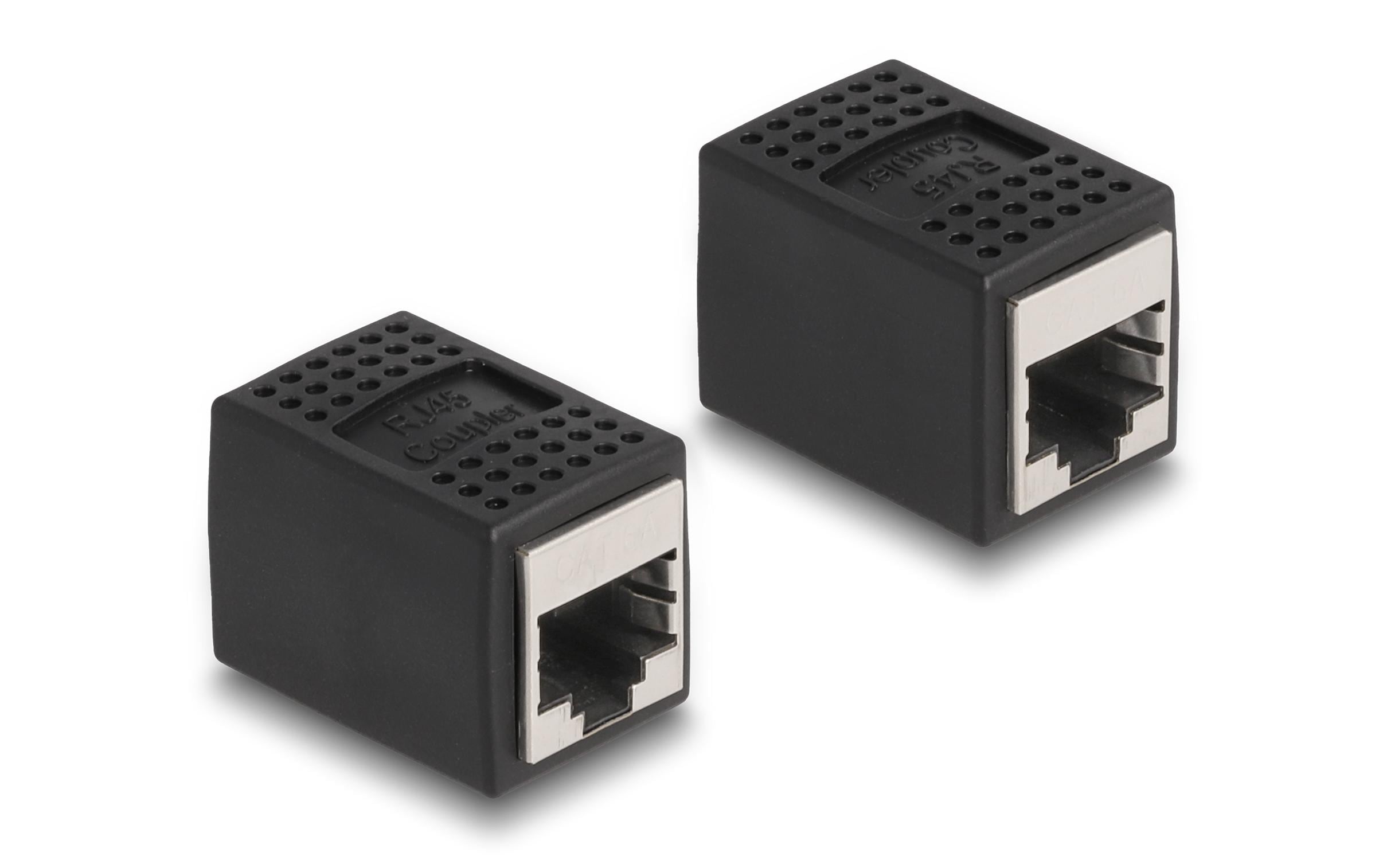 Kupplung RJ45 - RJ45, Cat.6A, Schwarz 1 StückDelock Adapter RJ45 Buchse zu RJ45 Buchse Cat.6A schwarz