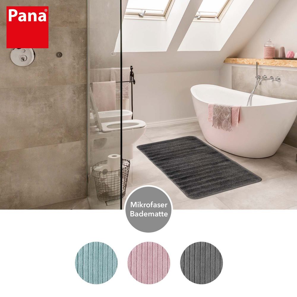 PANA® Badematte & WC Vorleger Mikrofaser I Duschvorleger | Badezimmerteppich I Mikrofaser Badvorleger | verschiedene Formen & Farben