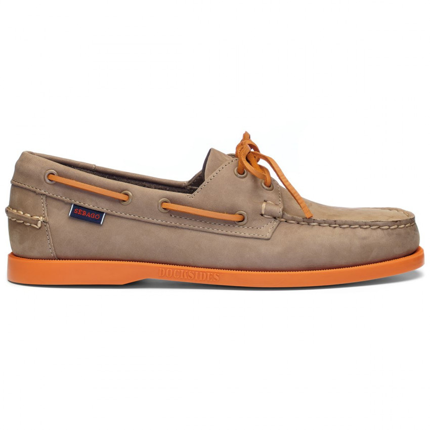 DOCKSIDES NUBUCK Brown Taupe Orange-CHAUSSURES BATEAU POUR HOMME EN NUBUCK BROWN TAUPE ORANGE