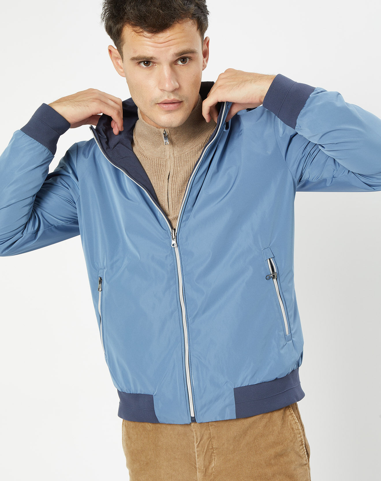 Hackett London Coupe-vent réversible à capuche bleu